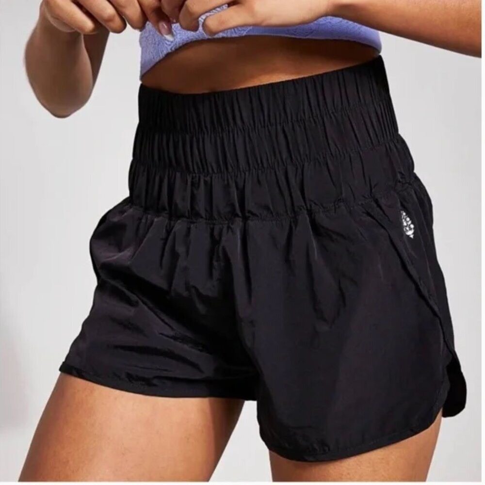 FP Movement Free People The Way Home Shorts Black High Rise Smocked Large